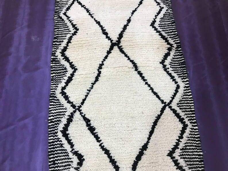 Handmade pure wool traditional hallway rug size 75/300 cm