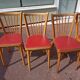 6 baumann bistro chairs wood and skaï red - vintage