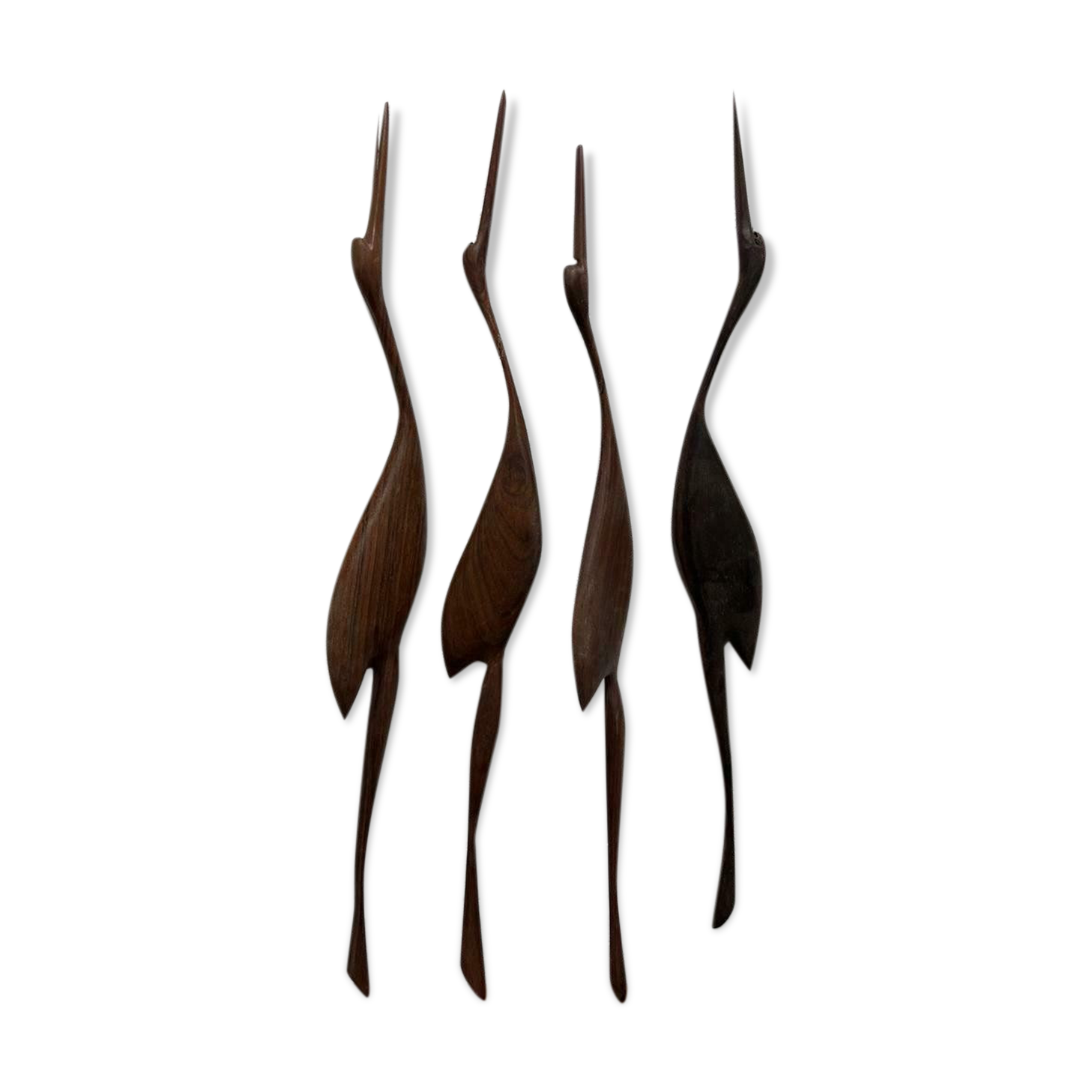 set of 4 vintage wooden wall sculptures / birds