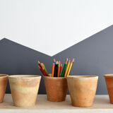 5 old terracotta pots