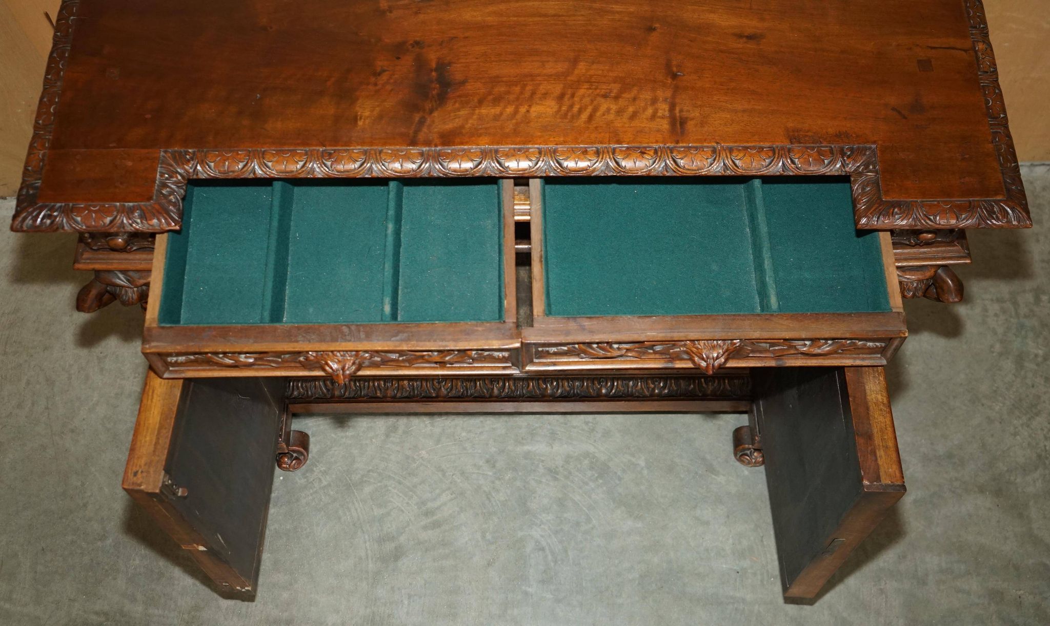 French walnut buffet sideboard, decorated, circa 1850.