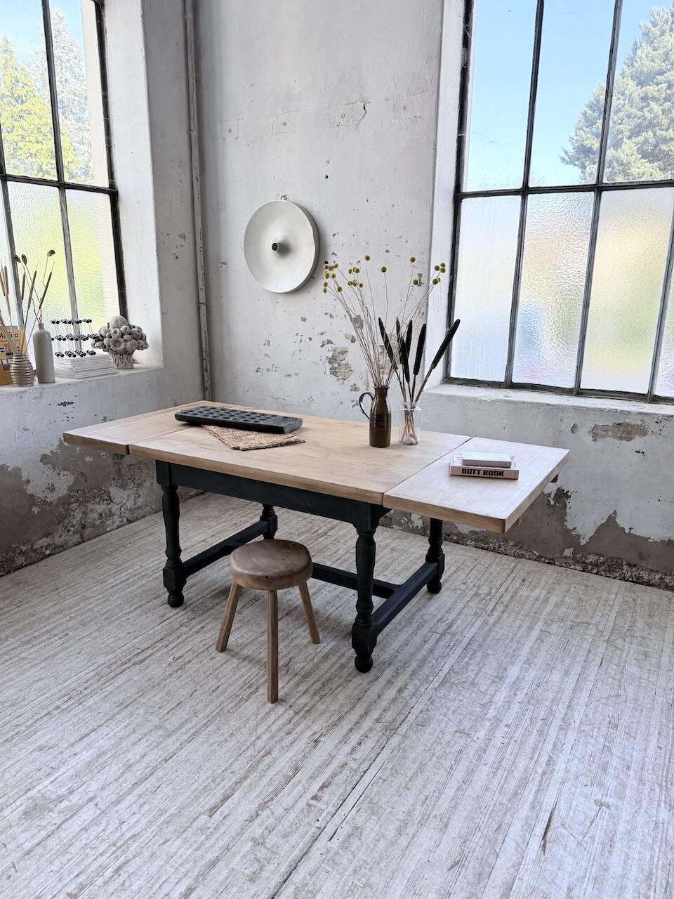 Table de ferme en chêne avec rallonges