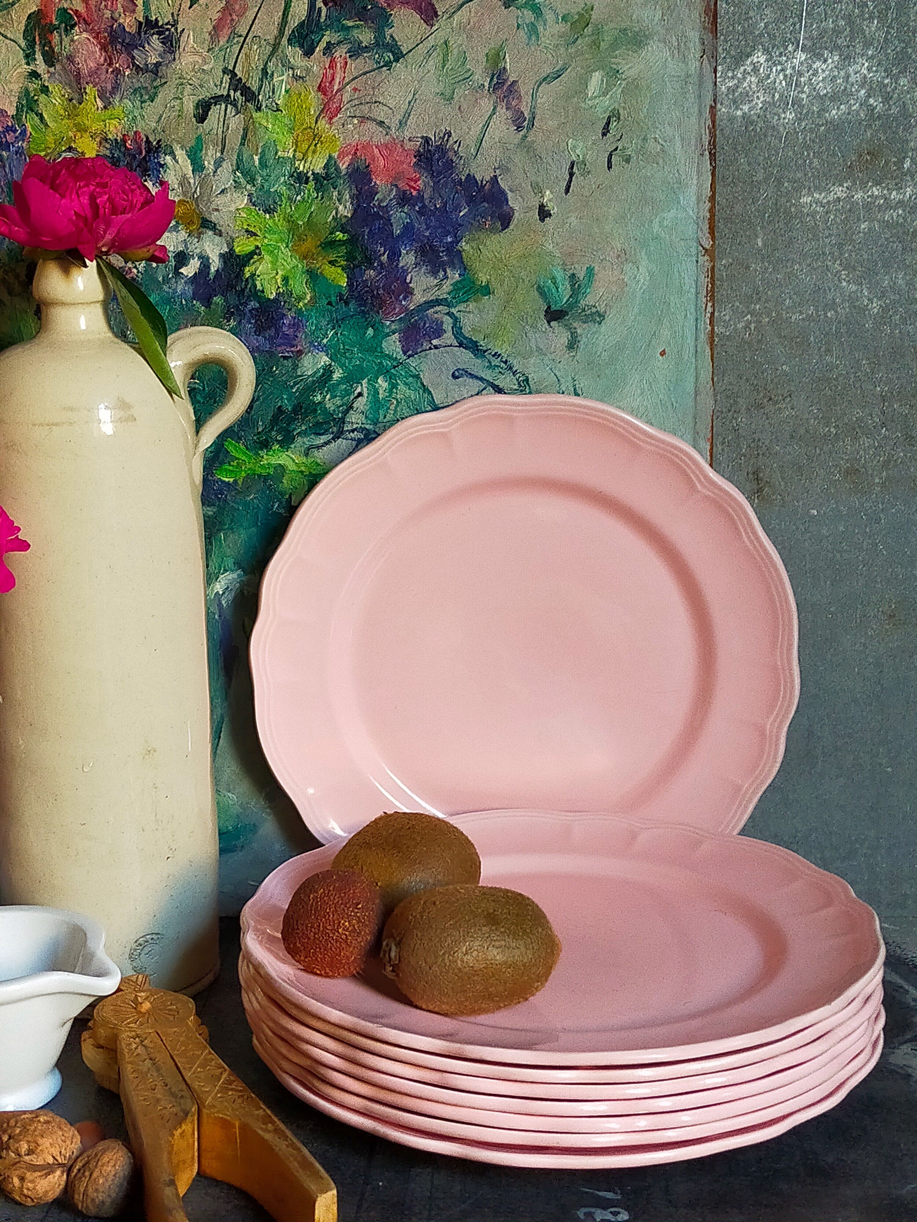 Seven ceramic plates of vintage salins