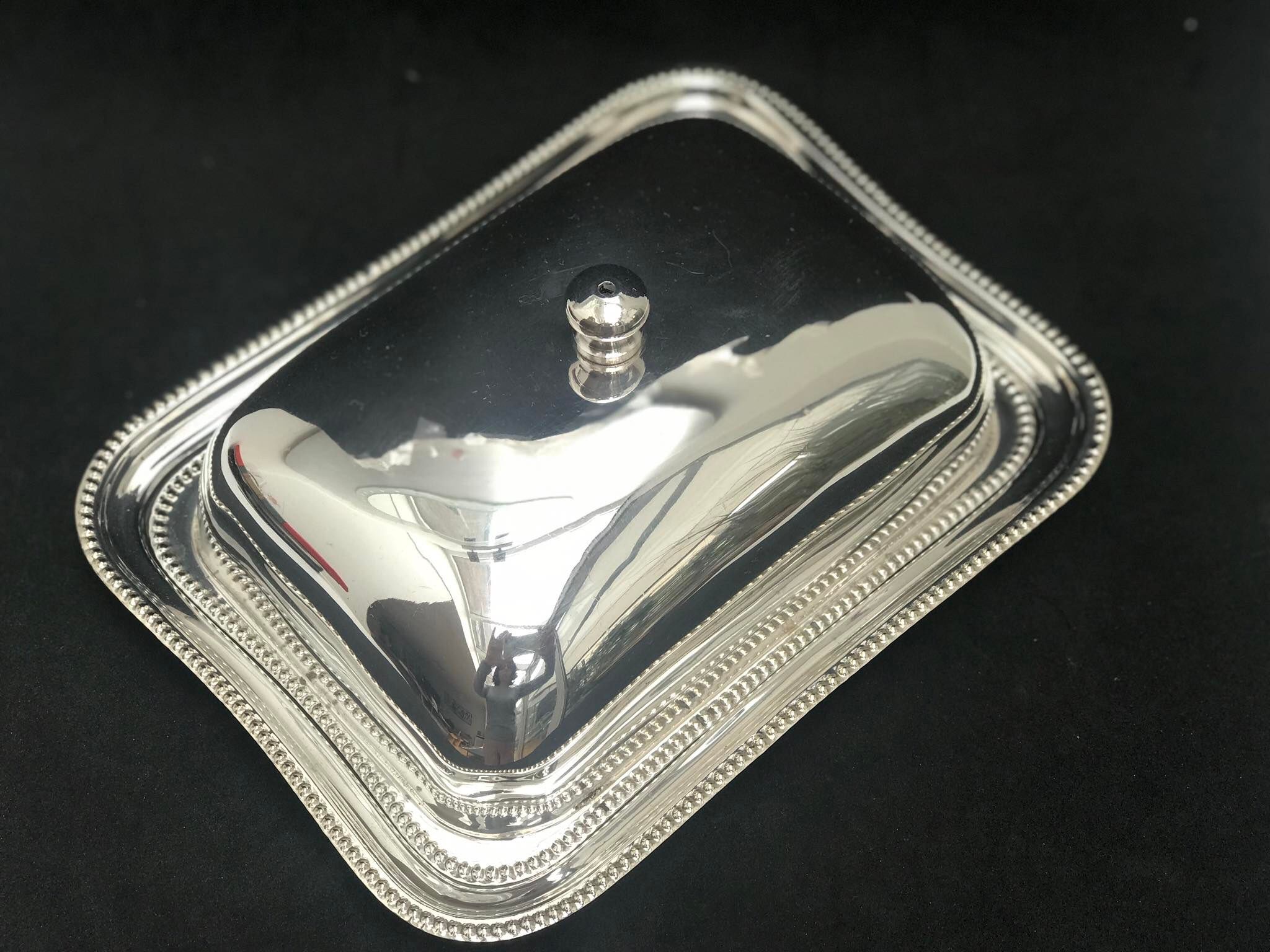English silver butter dish