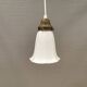 Small delicious tulip shaped hanging lamp in white opal glass with brass top.