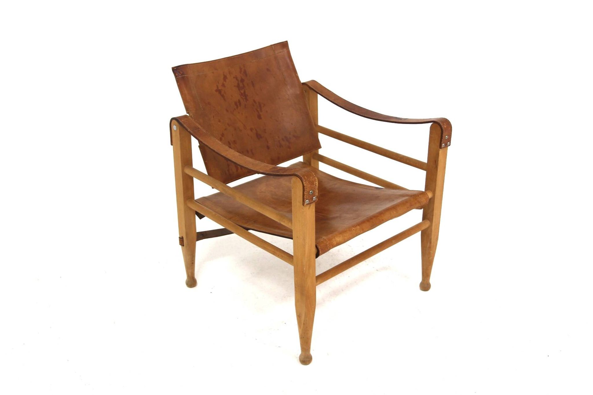 Leather “Safari” armchair, Aage Bruun & Son, Denmark, 1960s