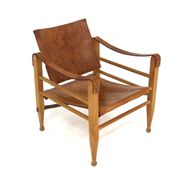 Leather “Safari” armchair, Aage Bruun & Son, Denmark, 1960s
