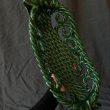 Green woven ceramic fruit bowl