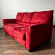 Vintage 3 Seat Red Velour Sofa, Ikea 1990s