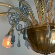 Venetian lustre in two-colour Murano glass, blue and gilded, circa 1990.