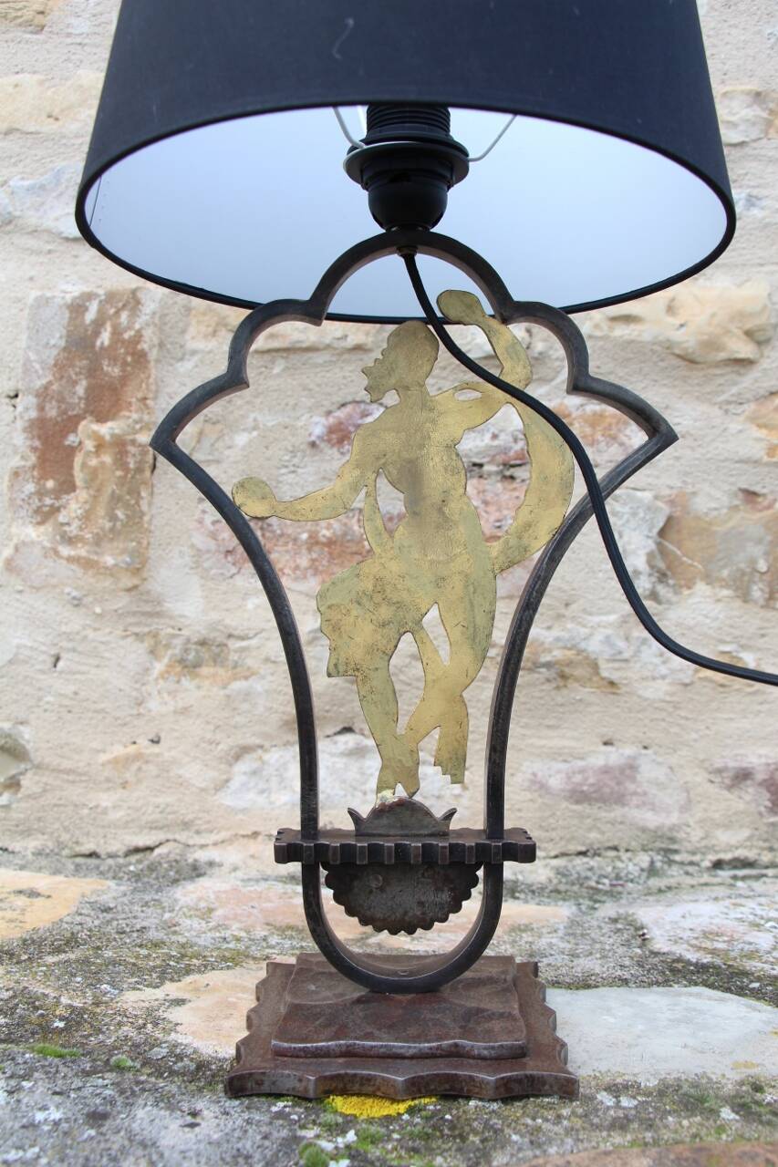 Lamp by edgar brandt in art deco wrought iron