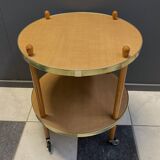 Wood round serving trolley sidetable 1960s