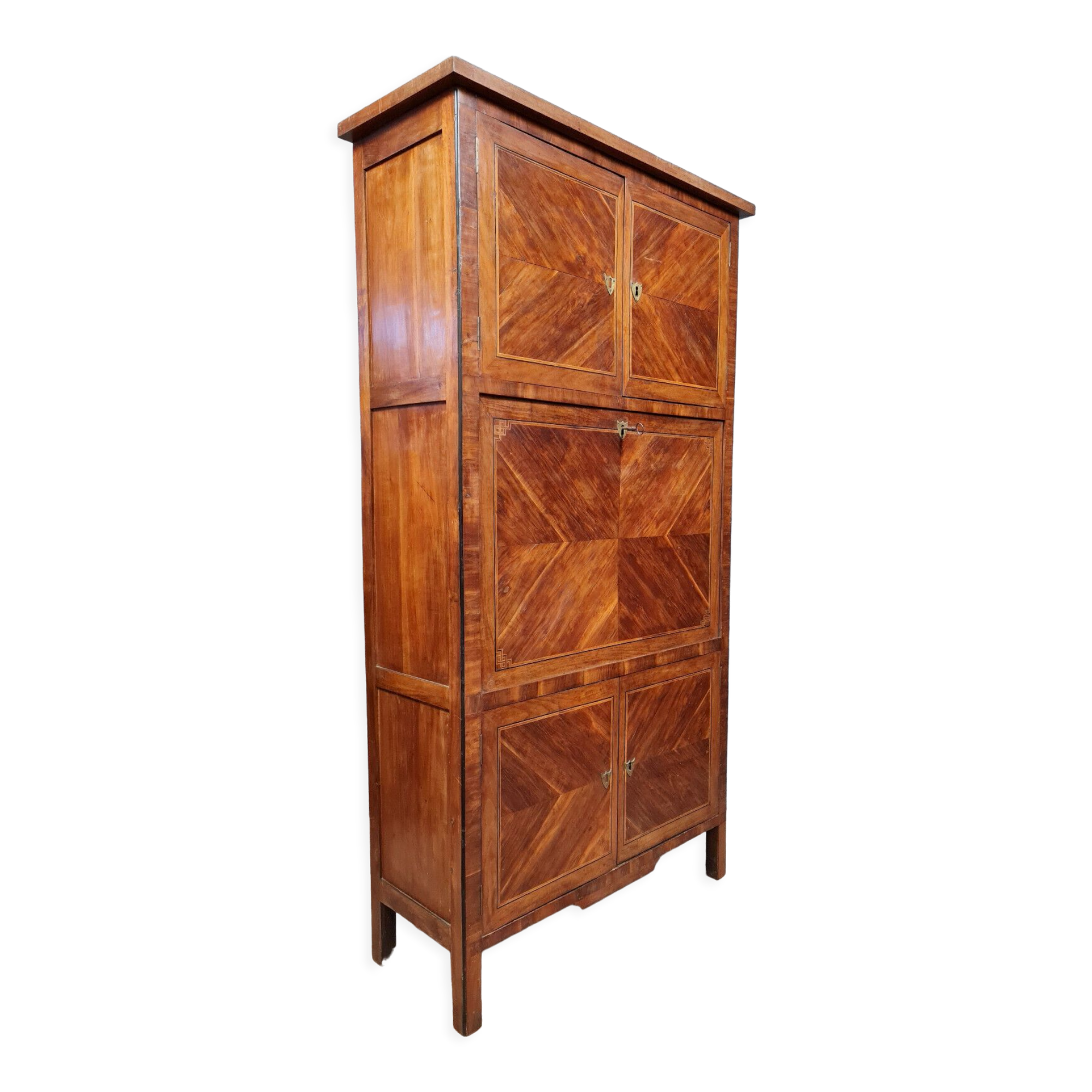 Secretary guillotine Louis XVI era in marquetry around 1760-1780