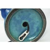 Pair of table lamps by Pol Chambost (1906-1983), blue glazed earthenware.