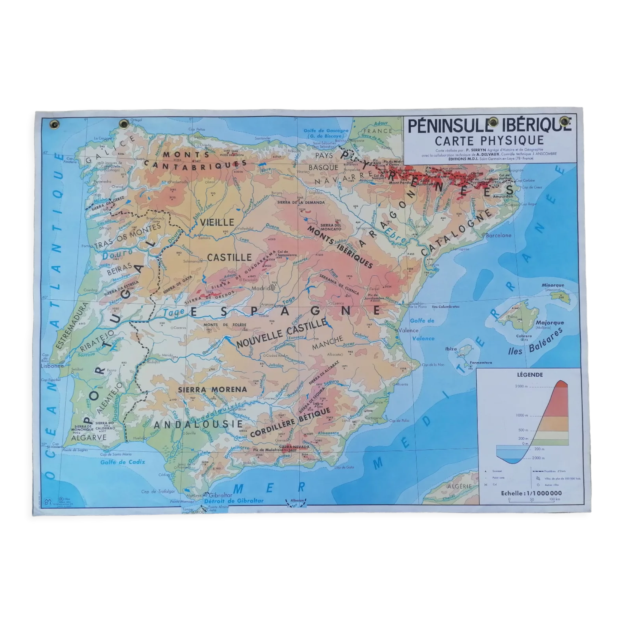 Ancienne carte MDI Espagne-Péninsule Ibérique