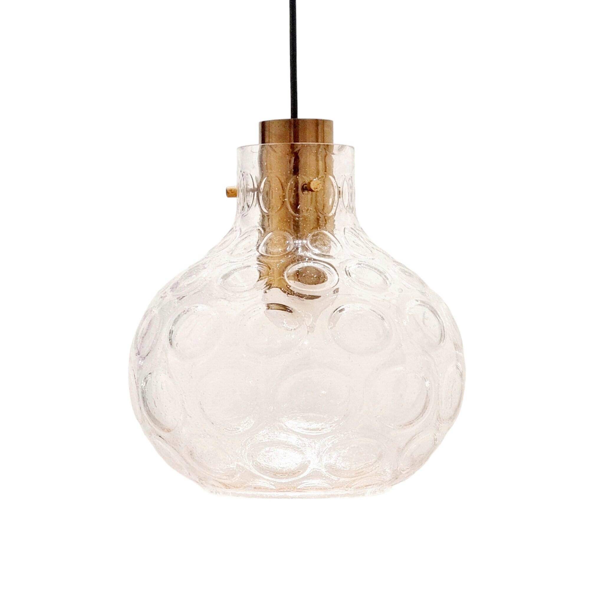 Mid-Century Bubble Glass & Brass Ceiling Light/Pendant by Helena Tynell for Limburg, Germany, 1960s