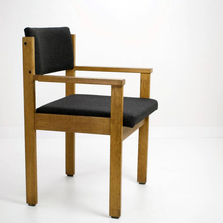 Office armchair, Bridge, in brutalist oak, vintage