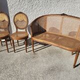 Canape bench 2 chairs louis xvi walnut canning