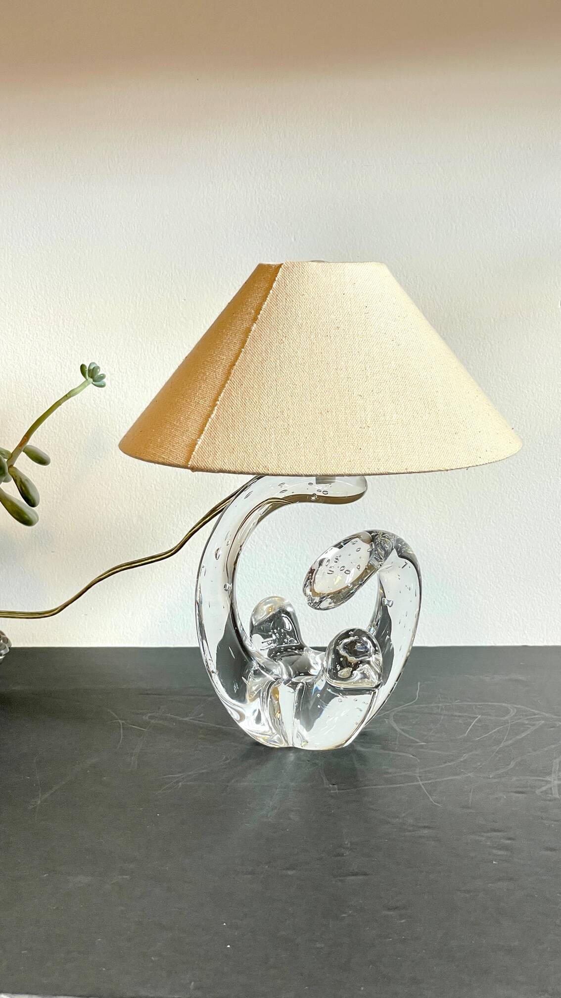 Lampe cristal art déco gravée Paris France