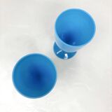 2 verres bleus en opaline de Portieux