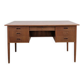 Vintage double-sided Scandinavian desk in teak.