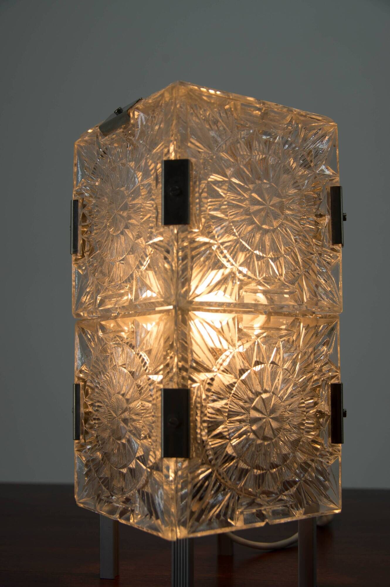 Mid-Century Glass Table Lamp by Kamenicky Senov, 1970s