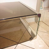 70's coffee table in smoked glass