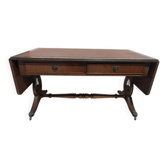 Elegant vintage coffee table, Regency style, in mahogany finish.