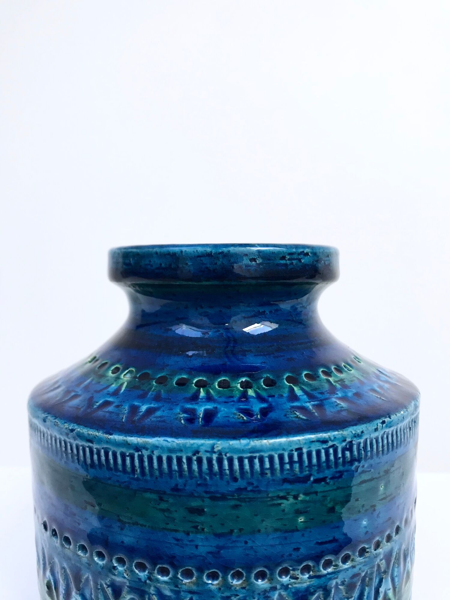 Vase Série Rimini Blue par Aldo Londi pour Bitossi, Italie, 1950