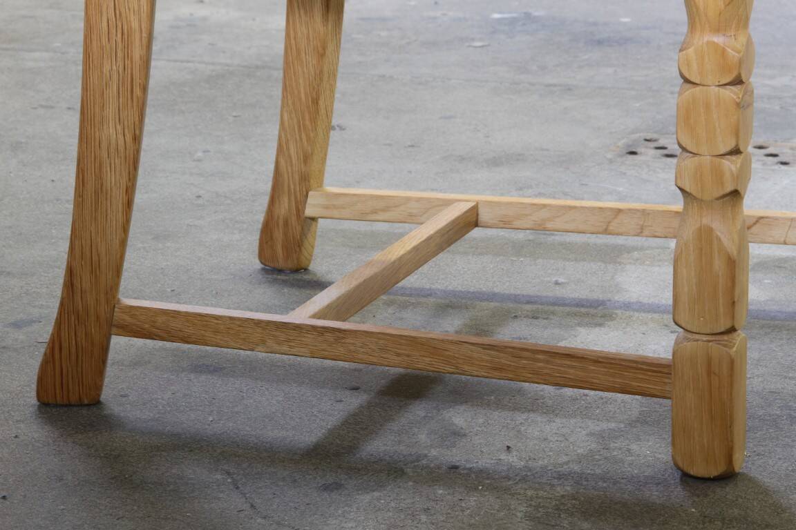 Vintage 1960s, brutalist Danish modern oak dining chairs by Henning Kjærnulf