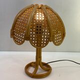 Vintage table lamp rattan and wicker 1970