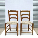 Pair of rustic wooden chairs