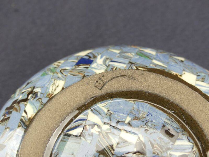 Gerbino, Vallauris, blue ashtray in mosaic earth