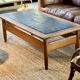 Vintage 1960s oak coffee table with slate top