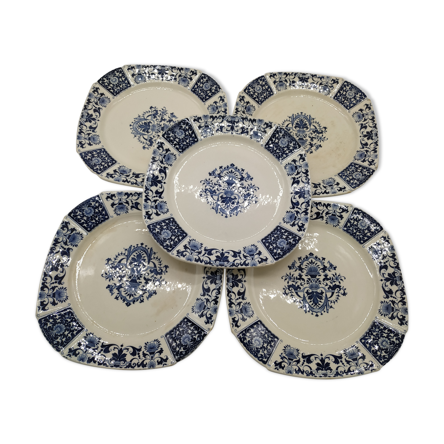 Set of 5 flat plates ibis model of the manufacture of Gien