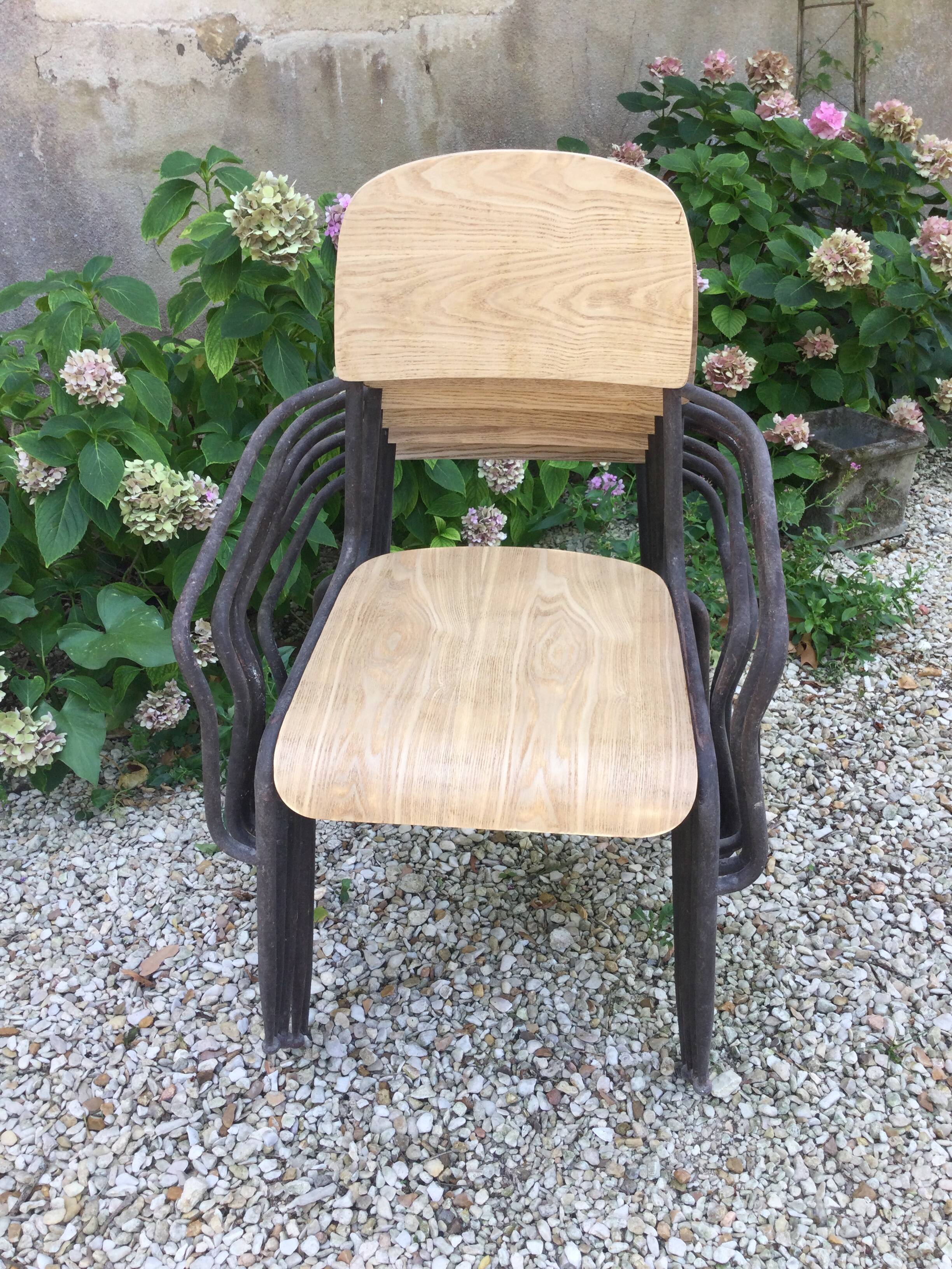 Lot de 6 chaises bois et fer