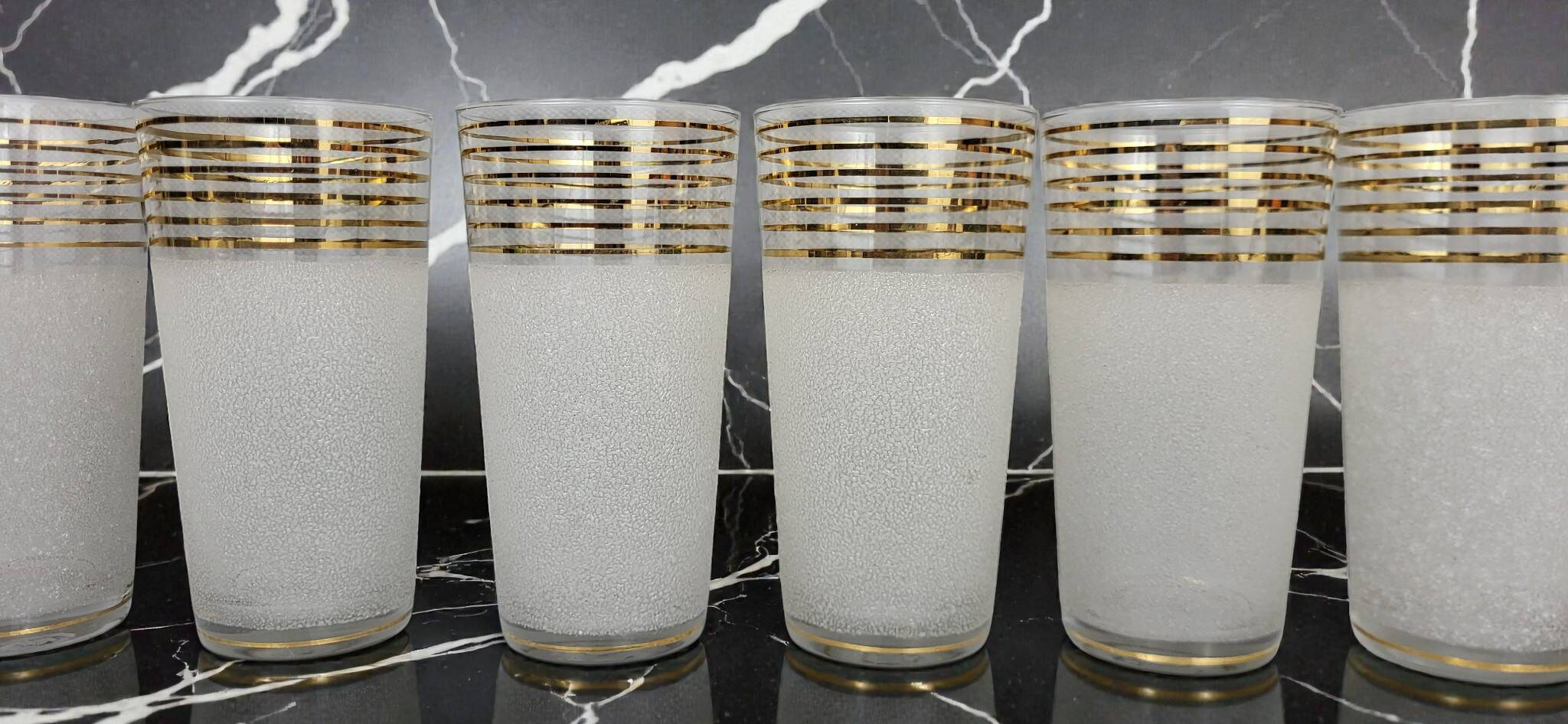 6 water glasses / frosted orangeade glasses