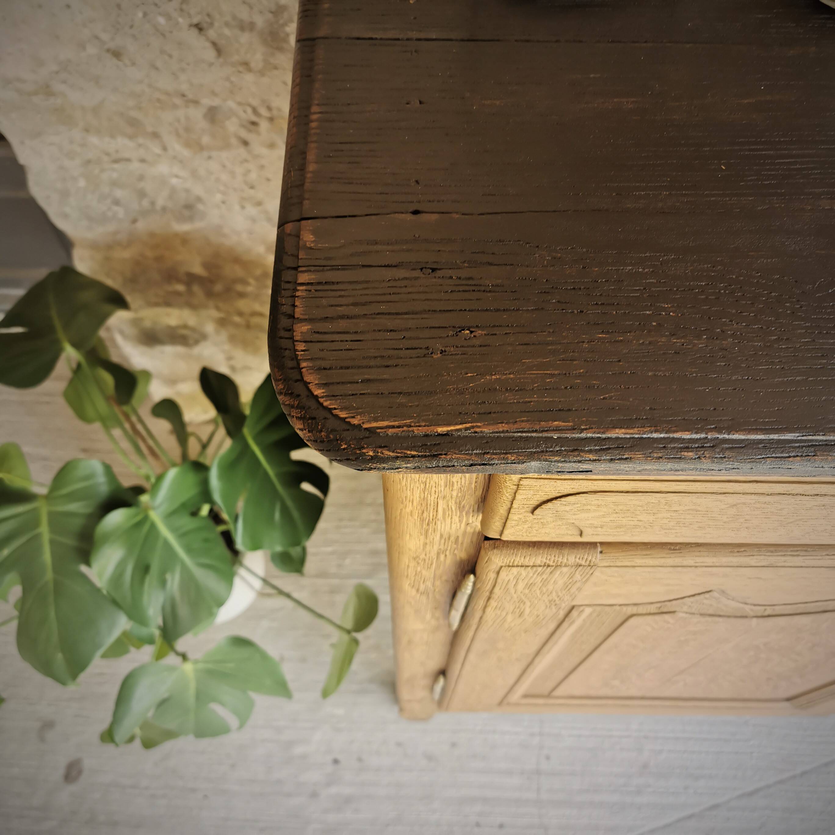 3/4 oak Flemish spent grain sideboard