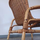 Rattan and bamboo armchair, 70s