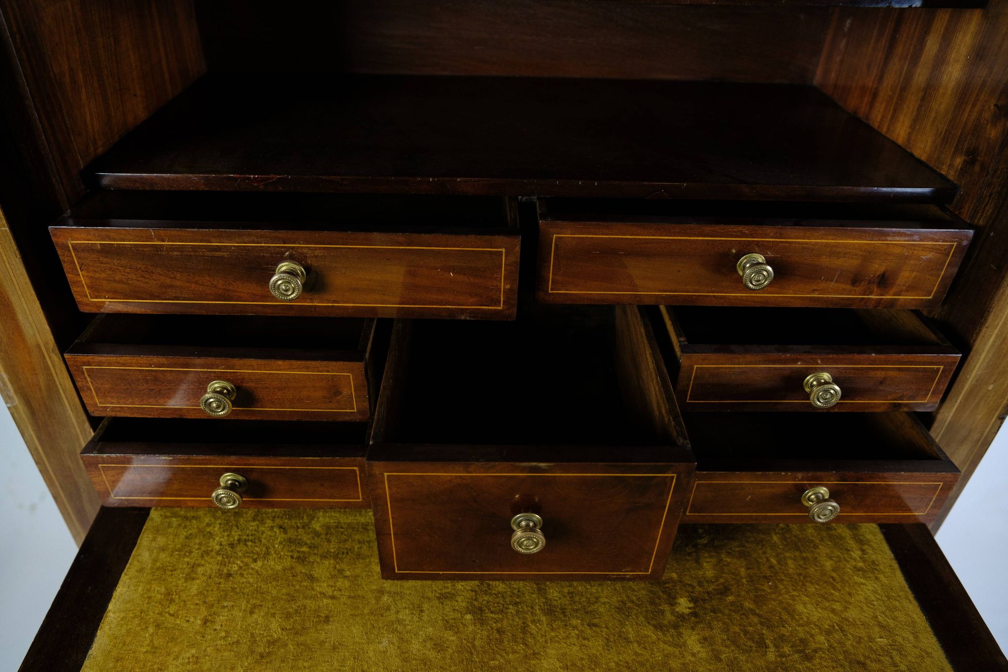 Secretary Empire Style Hand Polished Mahogany With Intarsia From 1820s