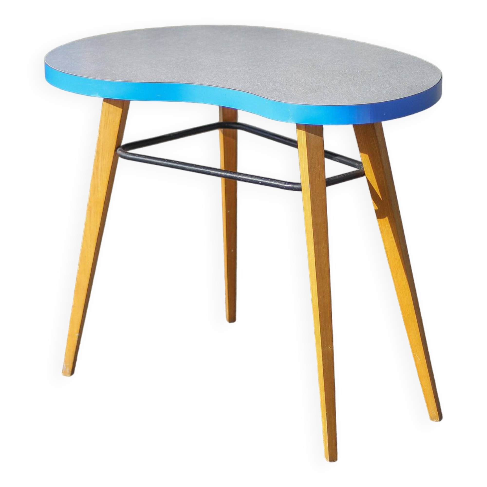 Formica bean table and compass feet, office table, side table, vintage table, 60's