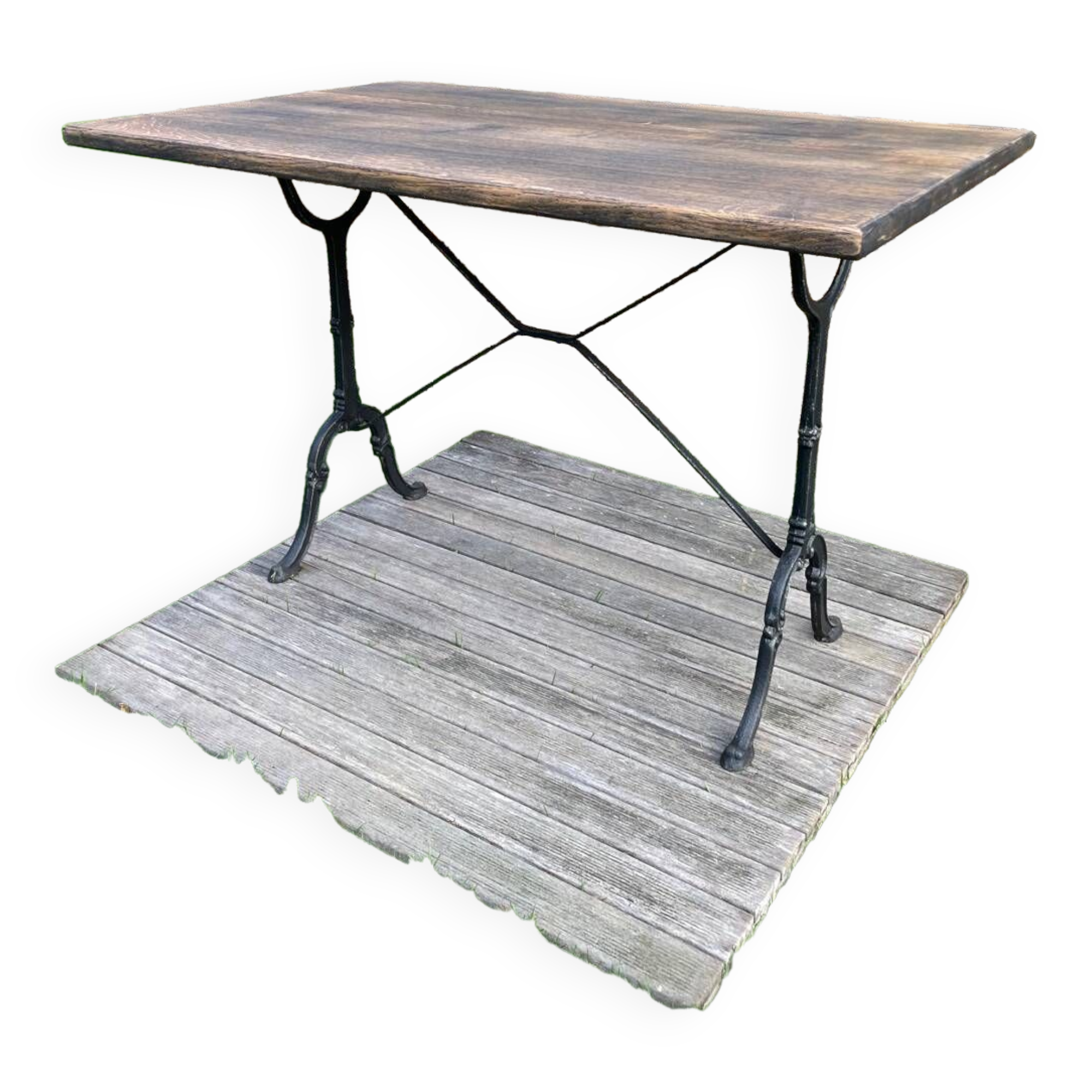 Vintage bistro table with solid oak top