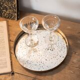 Patinated mirrored top and brass