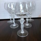 Set of six crystal wine glasses