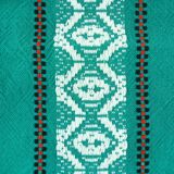 10 green cotton napkins - embroidered Basque-style designs