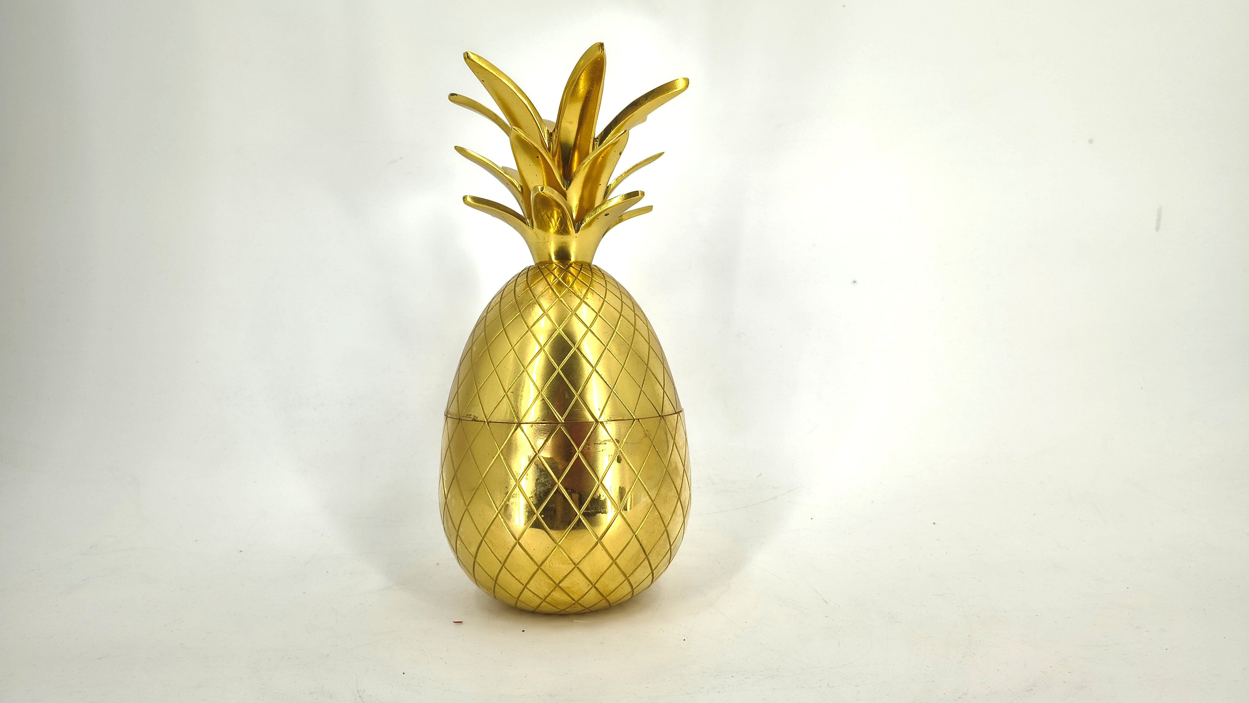 Vintage brass pineapple ice bucket, 1970s
