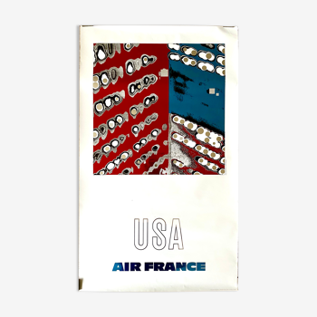 Raymond Pagès - Affiche originale Air France - USA, 1971