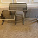 Set of nesting tables in smoked glass steel