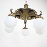 Lustre art déco à 5 flammes années 1930