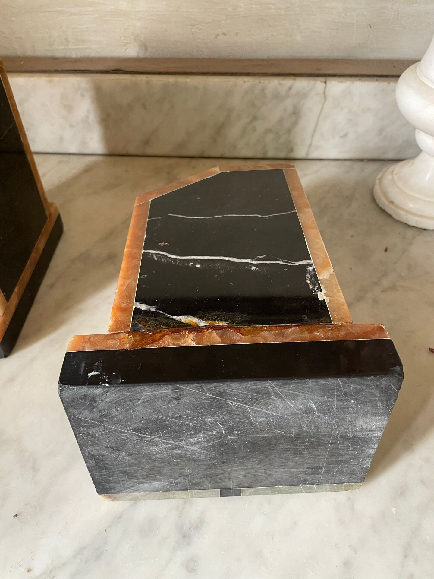 Pair of Art Deco marble and onyx bookends